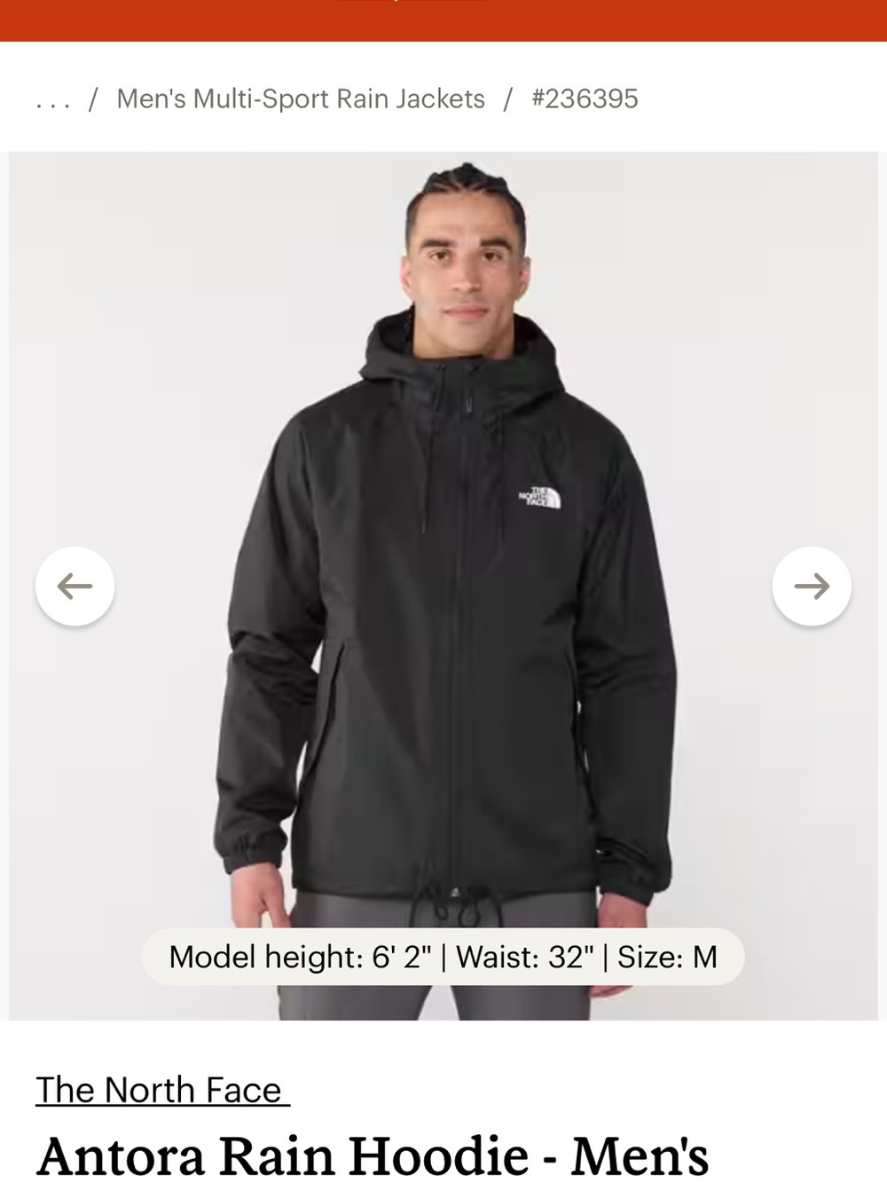 The North Face Mens Antora Black Hooded Rain hoody
